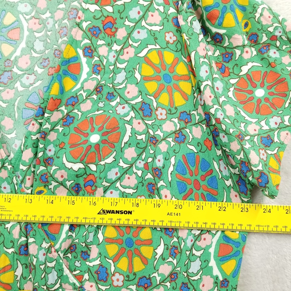 Rhode x Target Dress Women 22 Green Floral Zinnia Midi Ruffle Boho Art Cottage - Picture 4 of 9